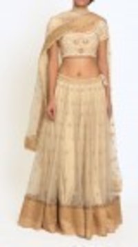Off White Net Bridal Lehenga Choli Set