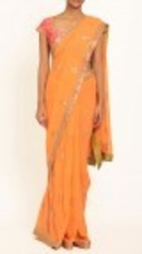 Orange Georgette Cocktail Saree
