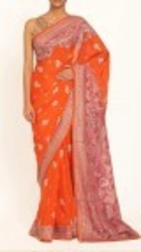Orange Silk Printed Bridal Saree