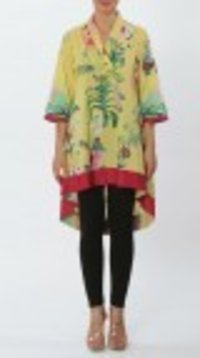 Yellow Printed Cotton Kurti