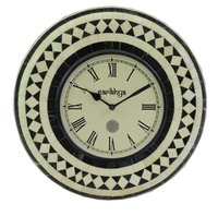 Wall Clock With Bone White And Horn