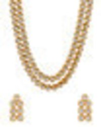 Gold Toned Kundan Necklace Set With Enamel Ornament