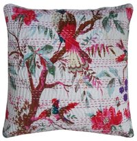 Bird Print Kantha Cushion Cover