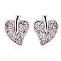 Silver Leaves Ear Studs Made With Swarovski Elements