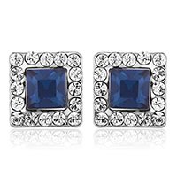 Love Word Earrings In Blue Color Made With Swarovski Elements