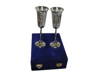 Brass Beer Glass Set With Silver Plating