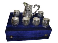 Silver Plated Brass Glass Set With Jug
