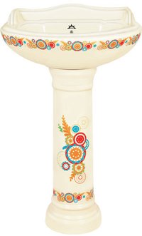 Pedestal Wash Basin with Sticker Pattern