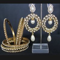 Pearl Earrings With Variant Bangles
