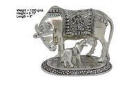 White Metal Cow and Calf Medium Big