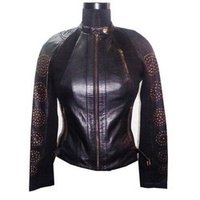 Ladies Fancy Lamb Waxy Leather Jacket