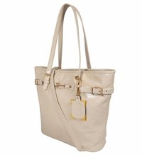 Off White Ladies Synthetic Leather Handbags