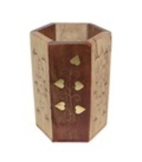 Brown Wooden Pen Holder