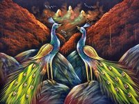 Peacock Velvet Paintings