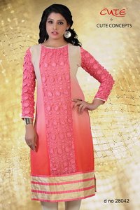 Pale Peach Georgette Kurti