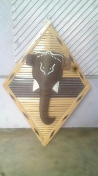 Bamboo Wall Hanging Triangle Elephant Head