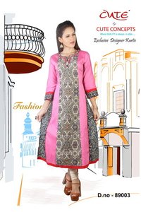 Ethnic Pink Cotton Kurti
