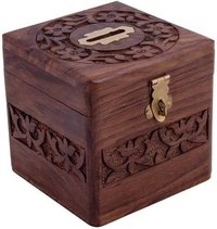 Wooden Square Coin Box