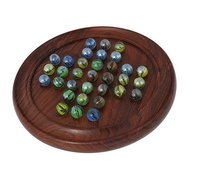 Wooden Solitaire Puzzles Game With Marbles