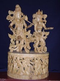 Sandalwood Radha Krishna with Story Statue (22 Inch)