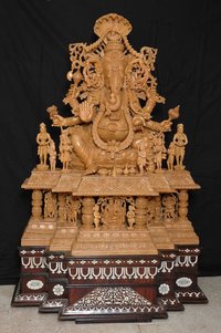 Sandalwood Mantap Ganesh Statue