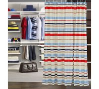 100% Water Proof High Quality Textile Shower Curtain With 12 Plastic Hooks