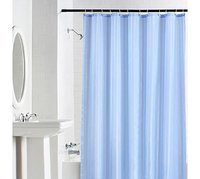 100% Water Proof High Quality Textile Shower Curtain With 12 Plastic Hooks - Sky Blue