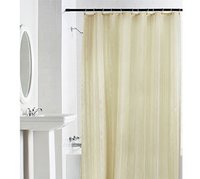 100% Water Proof High Quality Textile Shower Curtain With 12 Plastic Hooks - Yellow