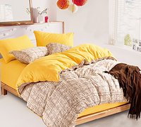 Plain & Stripe Design Double Bedsheet Fs_3398