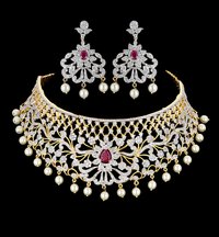 Cubic Zirconia American Diamond Necklace and Ear Ring
