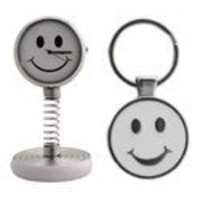 Smiley Spring Table Clock and Key Chain Set