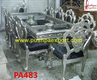 Metal Carving Dining Table Chair