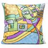Kashmir Vintage Hand Embroidered Modern Silk Cat Crewel Cushion Cover NAQASH