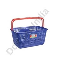 Plastic White And Green Shopping Basket