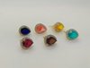 Color Stone With C Z Stud Earring