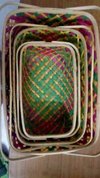 Rectangular Bamboo Baskets Set Of 3 With Handle