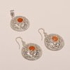 Sterling Silver Cornilion Earring Pendant Set (15.25)