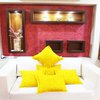 Indian Handmade Jogi Elephant Embroidery Work Decorative Yellow Color Square Cushion Covers