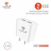 TANTRA Dual USB Fast Wall Charger for Mobile 2.4 AMP with High Speed Charging Data (White)