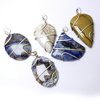 Natural Stone Moss Agate Wrapped Oval Cabochon Pendant