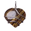 Natural Stone Tiger Eye Wrapped Heart Energy Pendant