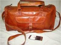 Leather duffle bag