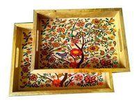 Rectangular Shape Designer Wooden Serving Tray