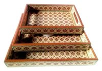 Glossy Finish Wooden Serving Trays Set