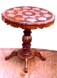 Round Shape Wooden Carved / Inlayed Table