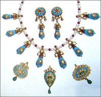 Gold Enameled Art And Style Necklace