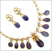 Gold Enameled Enchanting Blues Necklace