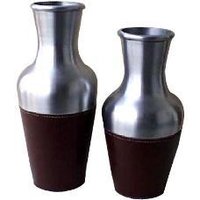 Aluminum And Leather Vases