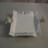 Bone China White Metal Platter