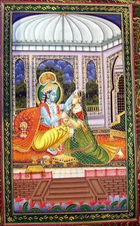 Radha Krishna Painting On Silk